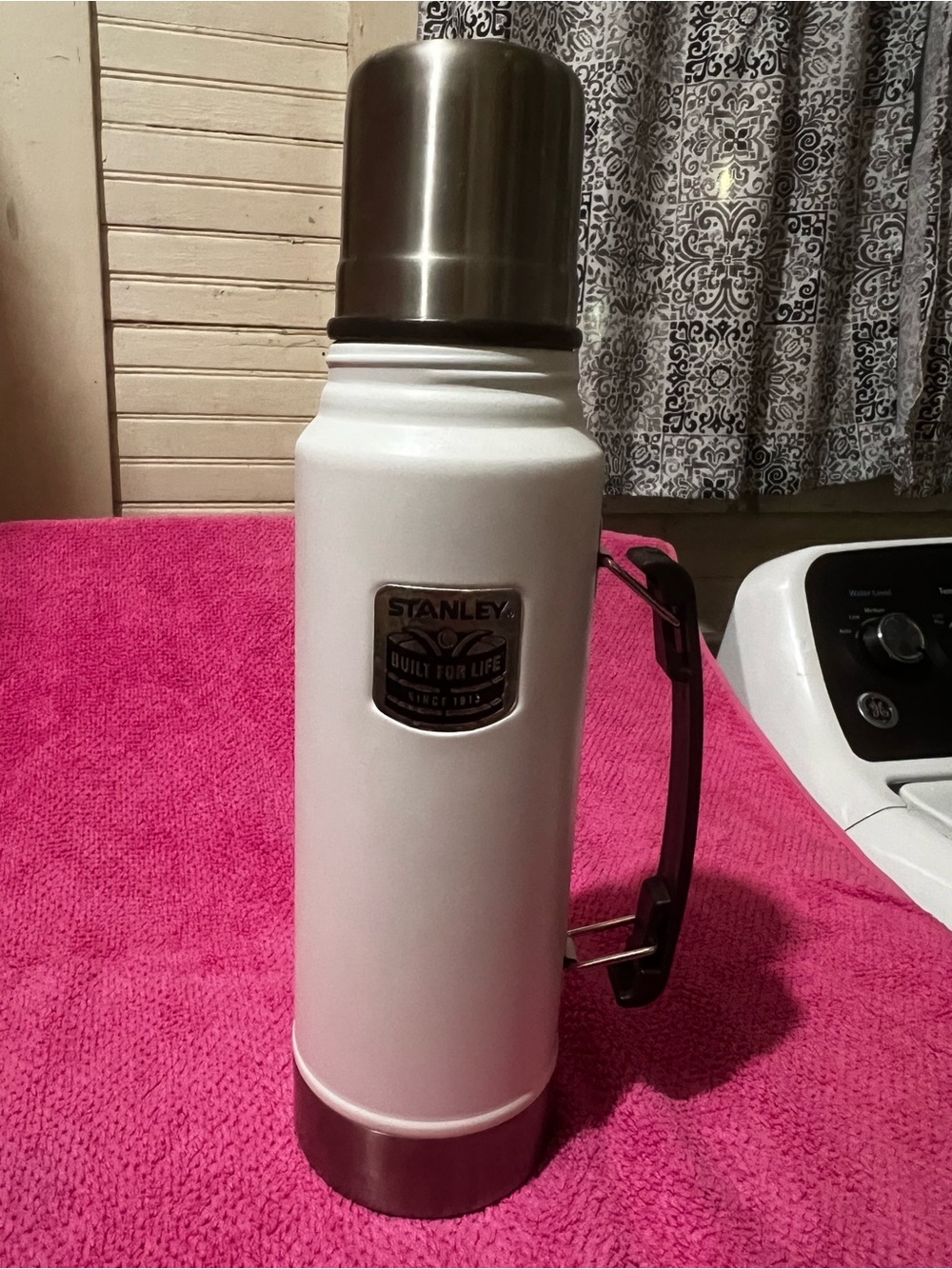 Stanley White Vacuum Bottle with silver Accents